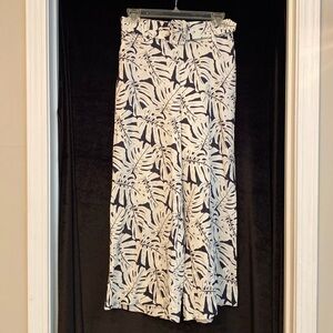 Sigrid Olsen palazzo pants, black and white, size 2, linen & viscose